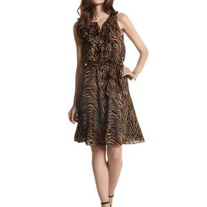 WHBM 100% silk SLEEVELESS TIGER-PRINT dress